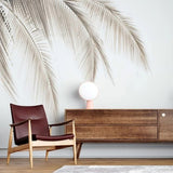 Papel pintado con suaves sombras de palmeras: mural tropical minimalista para interiores serenos