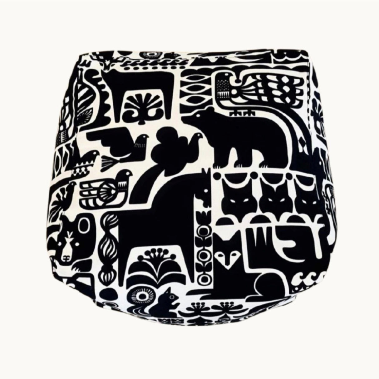 Safari Pouf – Handmade Ottoman Seat with Marimekko Fabric Animal Pattern