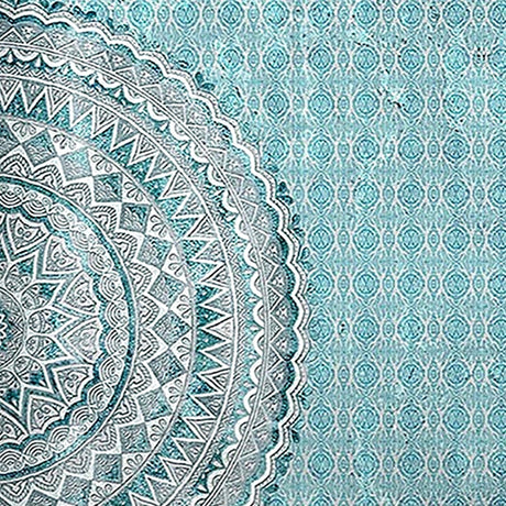 Mavi Zeminli Mandala Desenli Duvar Kağıdı – Zarif Çağdaş Geometrik Duvar Dekoru
