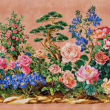 Botanical Symphony Wallpaper – Coral & Sapphire Edition – Available In Printed And Embossed Versions For Artistic Interiors