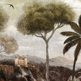 Autumn Forest and Castle Wallpaper - Artistic Nature Mural for Warm, Refined Interiors