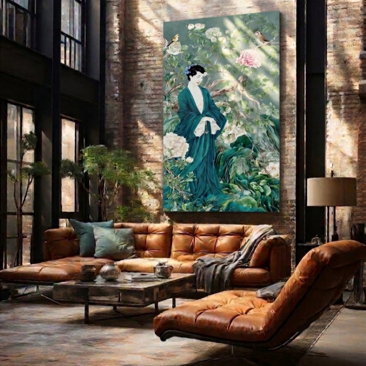 Celadon Garden Cracked - Luxury Frameless Printed Wallpaper Art Panel