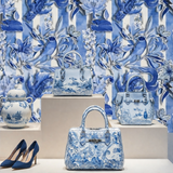 Muse of the Deep Blue Wallpaper – Botanical & Fauna Elegance – Available in Printed and Embossed Versions For Timeless Interiors