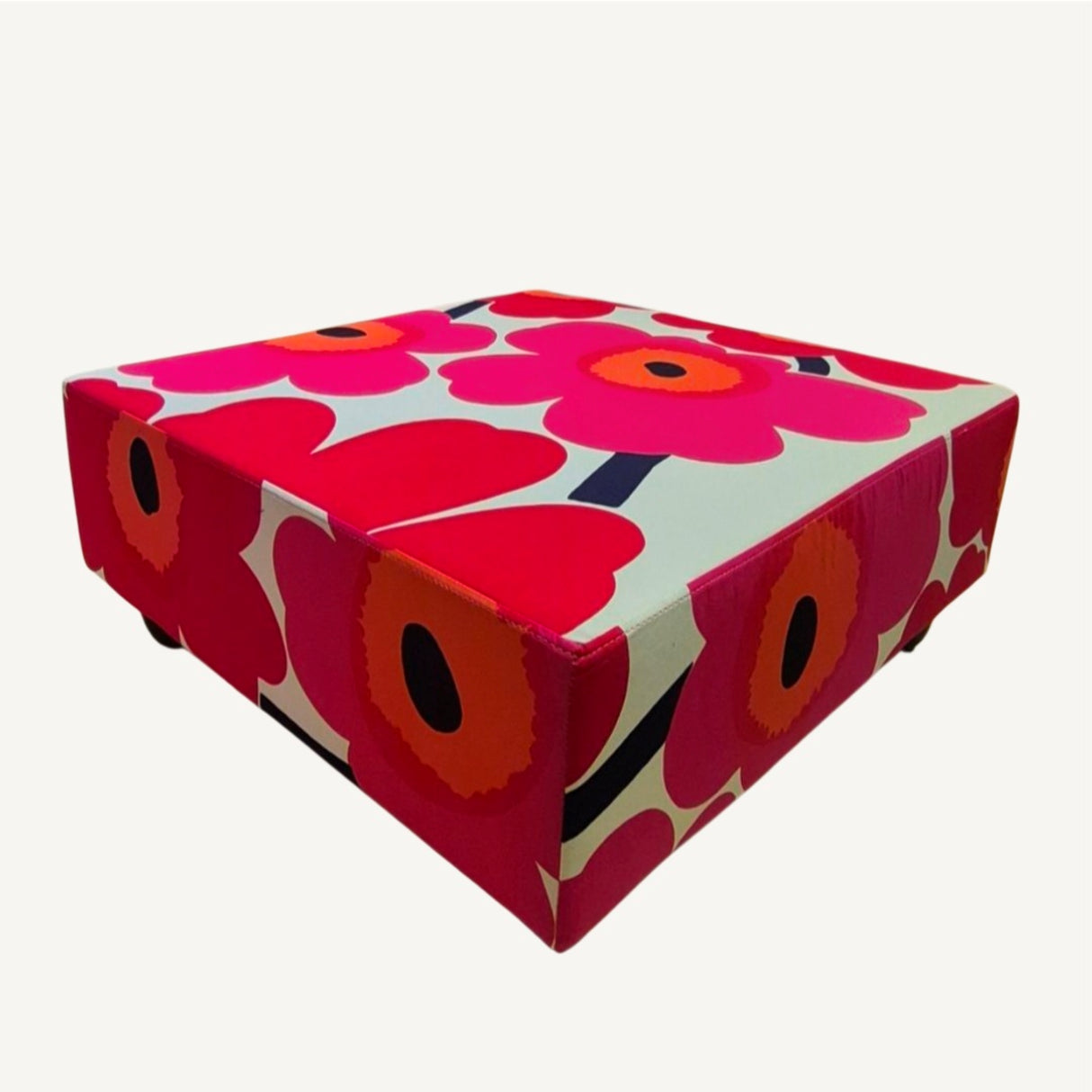 Bloom-Pop Maxi Coffee Table - Handmade Coffee Table with Marimekko Fabric Floral Pattern