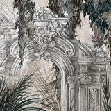 Antique Garden Arches Wallpaper – Botanical Mural with Watercolor Effect for Sophisticated Interiors