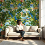 Papel pintado Royal Eden – Dorado y Esmeralda – Disponible en versiones impresas y en relieve para interiores elegantes