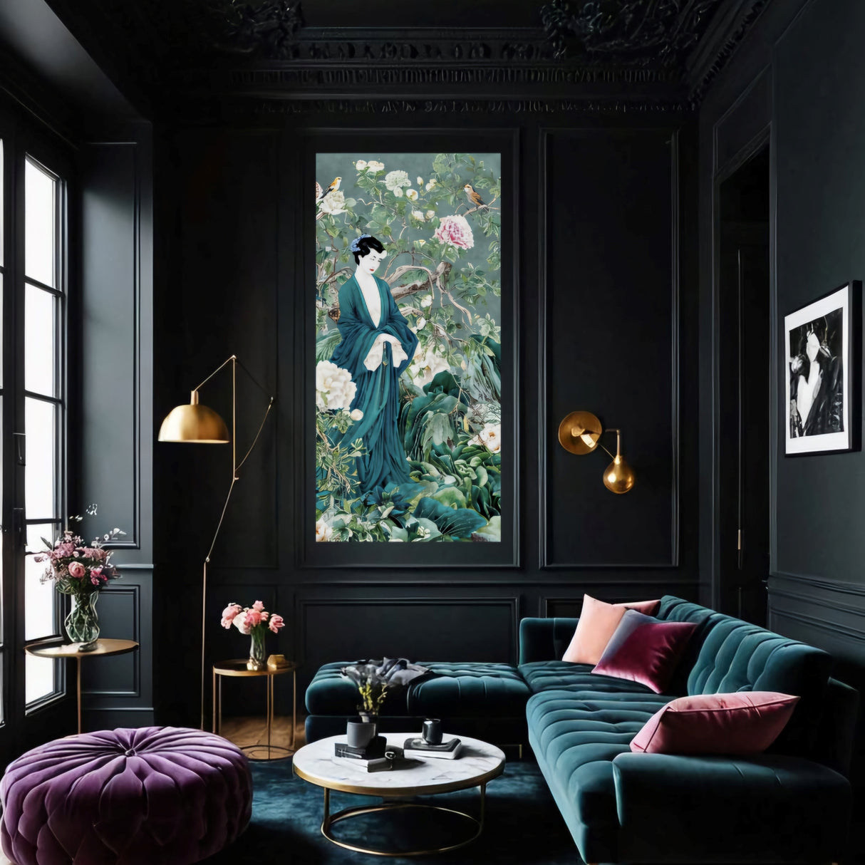 Celadon Garden Cracked - Luxury Frameless Printed Wallpaper Art Panel