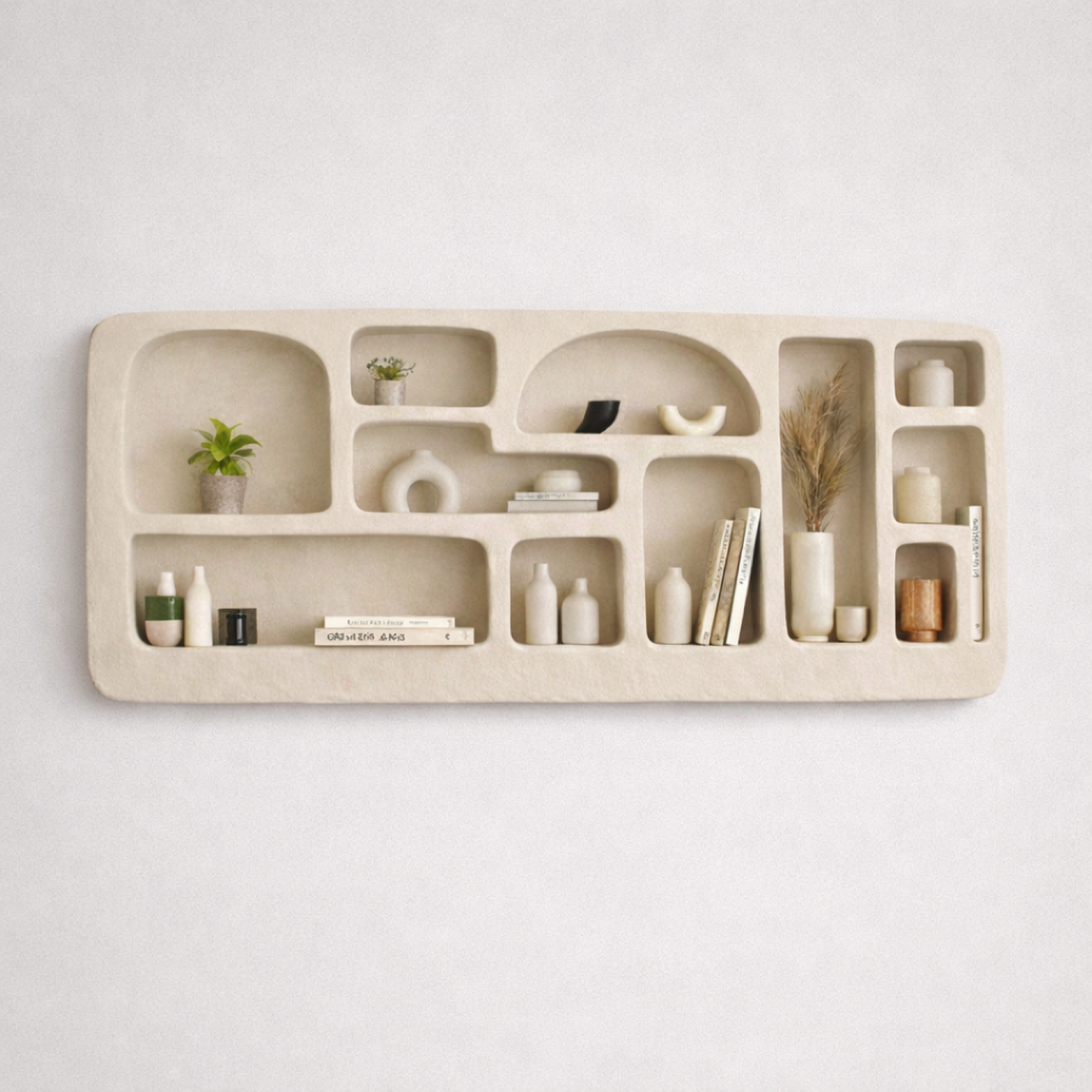 Voli Wall Mounted  Display Unit – Wabi-Sabi Inspired Sculptural Shelving with Organic Form and Natural Texture