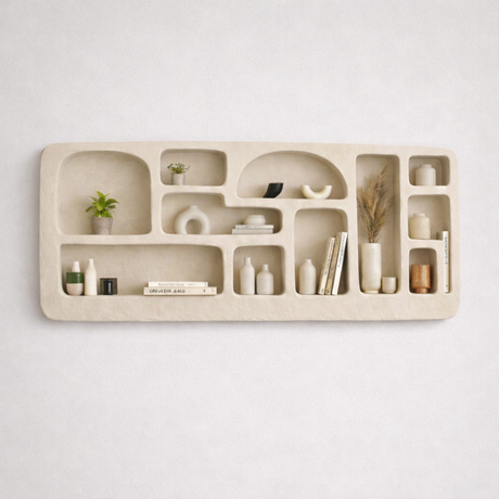 Voli Wall Mounted  Display Unit – Wabi-Sabi Inspired Sculptural Shelving with Organic Form and Natural Texture