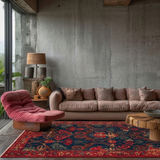 KADIM KDM 05 Red Vintage - Anatolian Motif Artisan New Zealand Wool Rug | Hand-Loomed, Non-Shedding & Easy-Clean