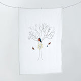 Enchanted Forest - Olive Tree Hand-Painted & Embroidered White Linen Tablecloth – Artistic Elegance for Sophisticated Dining