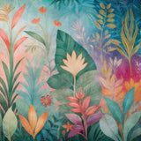 Tropical Bloom Mural Wallpaper – Vibrant Botanical Wall Art for Artistic Interiors