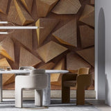 Sculpted Timber Harmony – 3D Geometric Wood Relief with Interlocking Natural Grain