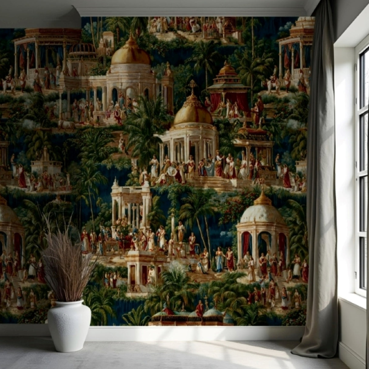 Oriental Palace Mural Wallpaper – Available In Printed And Embossed Versions For Sophisticated Interiors
