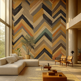 Terra Lines Wallpaper – Modern Geometric Chevron Mural for Contemporary Interiors