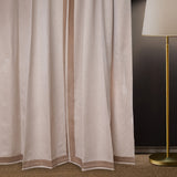 Remo – Beige Textured Drapery Curtain With Earth-Tone L-Shaped Border – For Modern & Natural Interiors