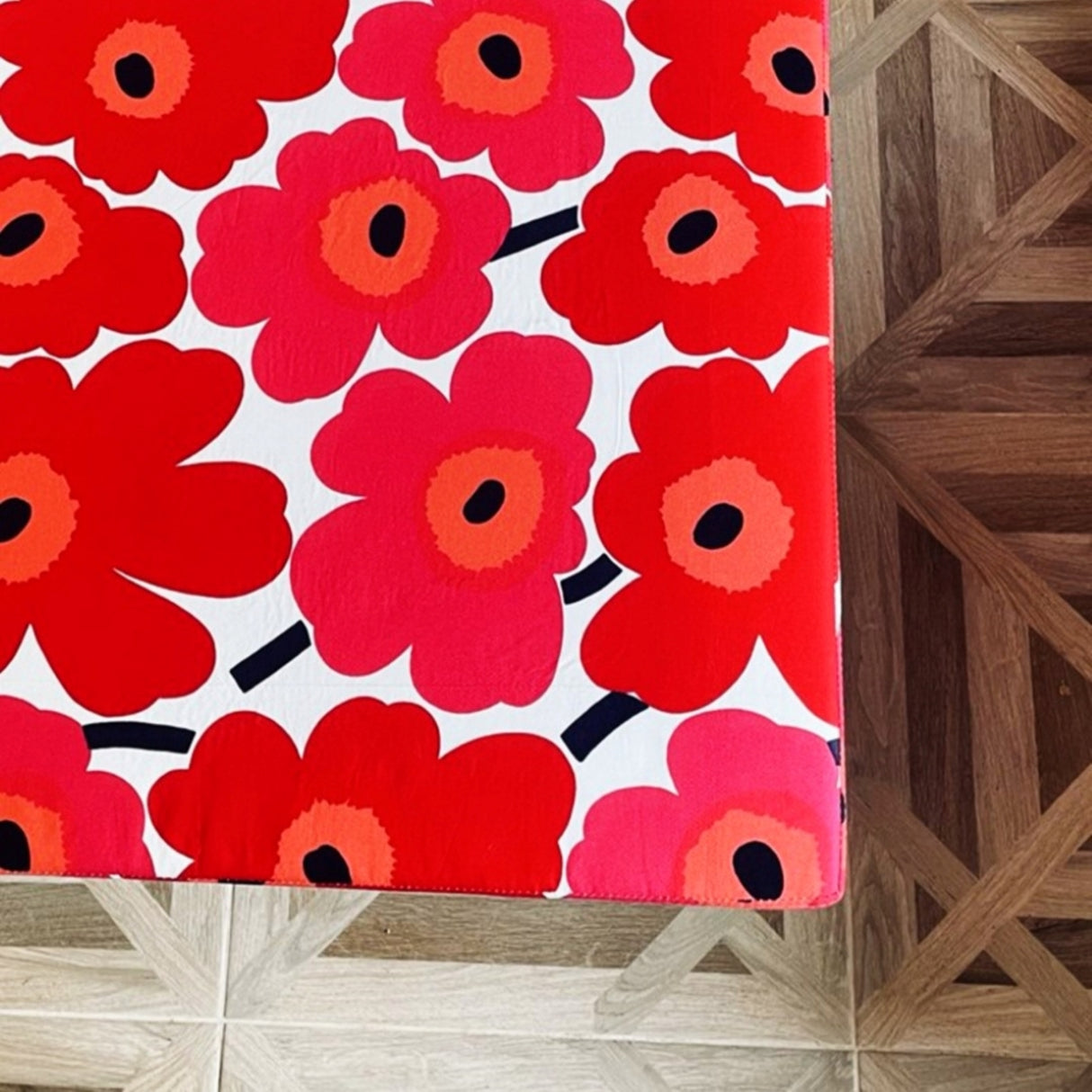 Bloom-Pop Mini Coffee Table - Handmade Coffee Table with Marimekko Fabric Floral Pattern