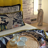 Whispering Tiger Throw – Double-Sided Faux Suede Bed Throw with Elegant Polycotton Ruffles