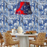 Muse of the Deep Blue Wallpaper – Botanical & Fauna Elegance – Available in Printed and Embossed Versions For Timeless Interiors