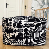 Safari Pouf – Handmade Ottoman Seat with Marimekko Fabric Animal Pattern