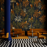 Golden Primates Wallpaper – Copper & Indigo Edition – Available In Printed And Embossed Versions For Eclectic Interiors