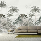 Grey toned tropical palm trees wallpaper design