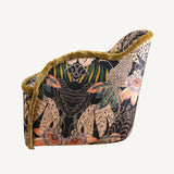Whispering Tiger Armchair – Wooden Armchair with Polyester Velvet Fabric, Exotic Pattern