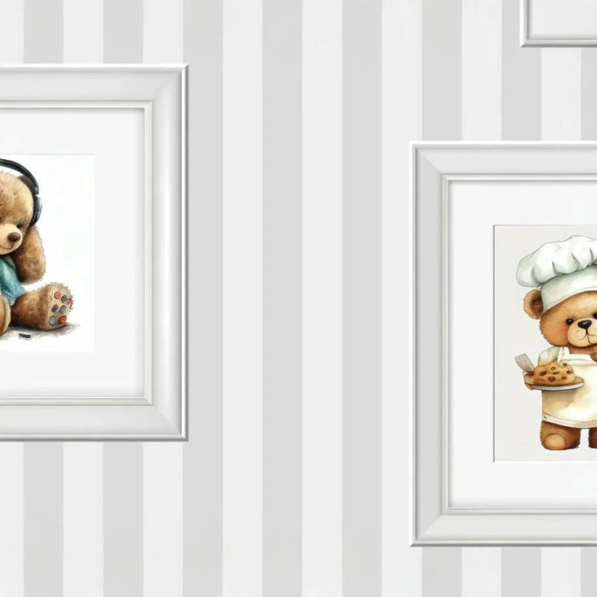 Cute Bears in Frames Kids Wallpaper - Soft Pastel Animal-Inspired Wall Décor