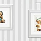 Cute Bears in Frames Kids Wallpaper - Soft Pastel Animal-Inspired Wall Décor