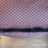Omna Red Pouf – Handmade Ottoman Seat with Velvet Polyester Fabric Geometric Pattern