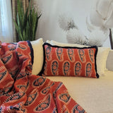 Braxely Red Throw – Double-Sided Faux Suede Bed Throw with Elegant Polycotton Ruffles