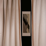 Remo – Beige Textured Drapery Curtain With Earth-Tone L-Shaped Border – For Modern & Natural Interiors