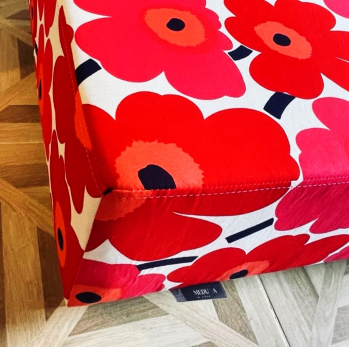 Bloom-Pop Mini Coffee Table - Handmade Coffee Table with Marimekko Fabric Floral Pattern