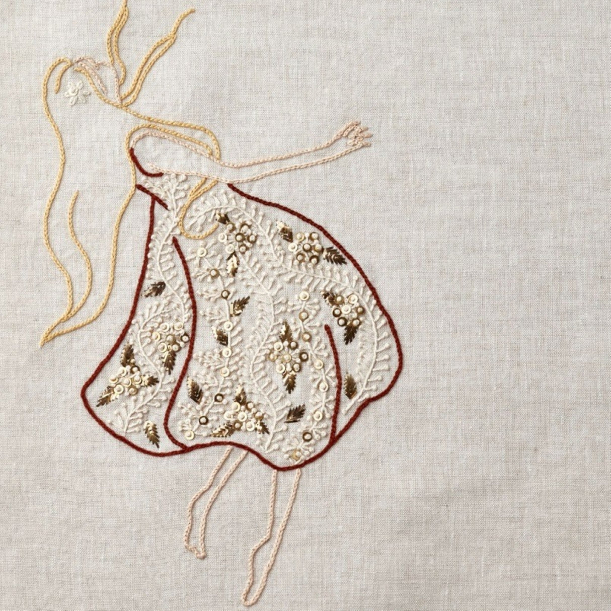 Sufi Beige Hand Embroidered Linen Cushion – Elegant Home Décor Accent for Stylish Interiors