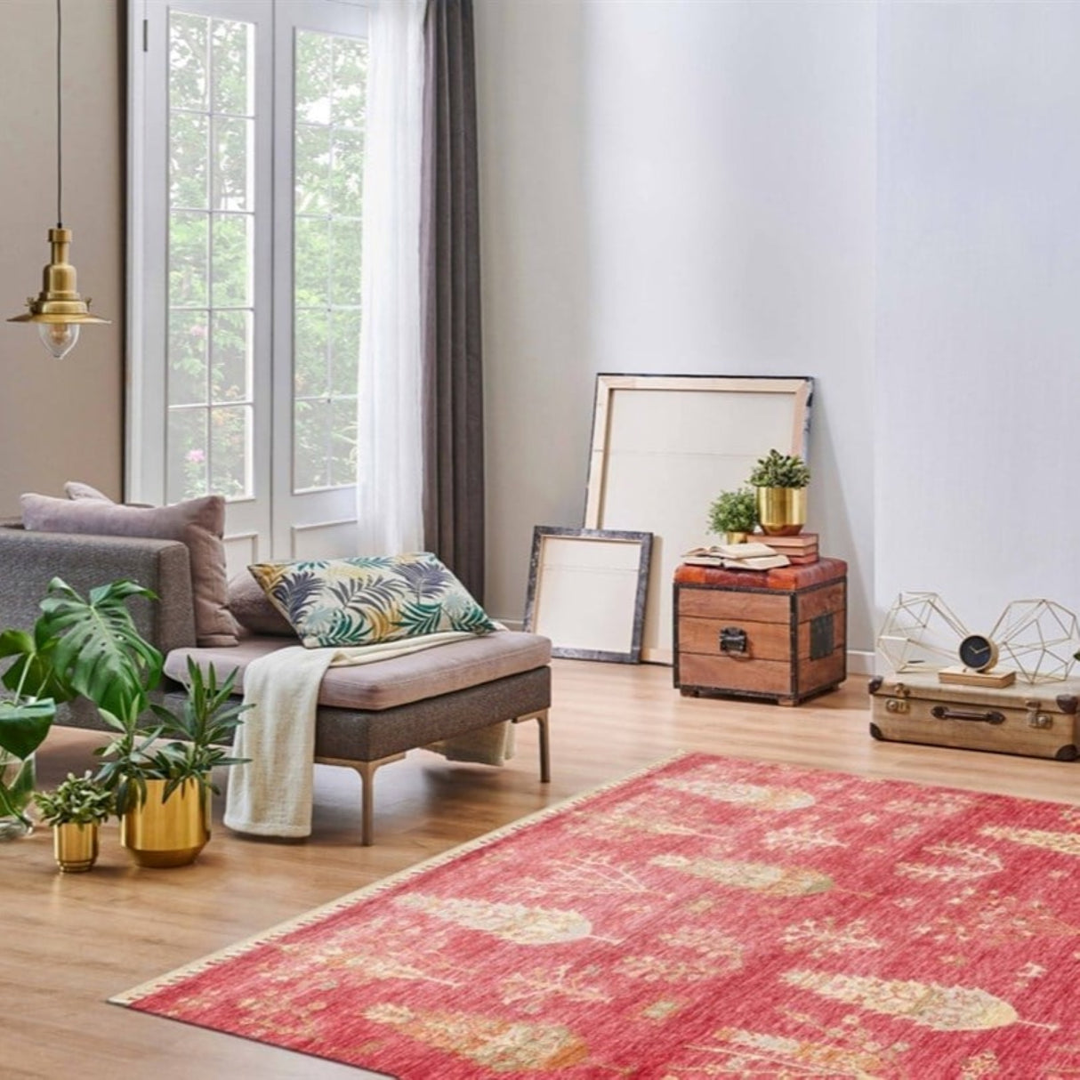 ZARA ZR 08 Red Autumn Artisan Tencel Rug | Hand-Loomed, Non-Shedding & Easy-Clean
