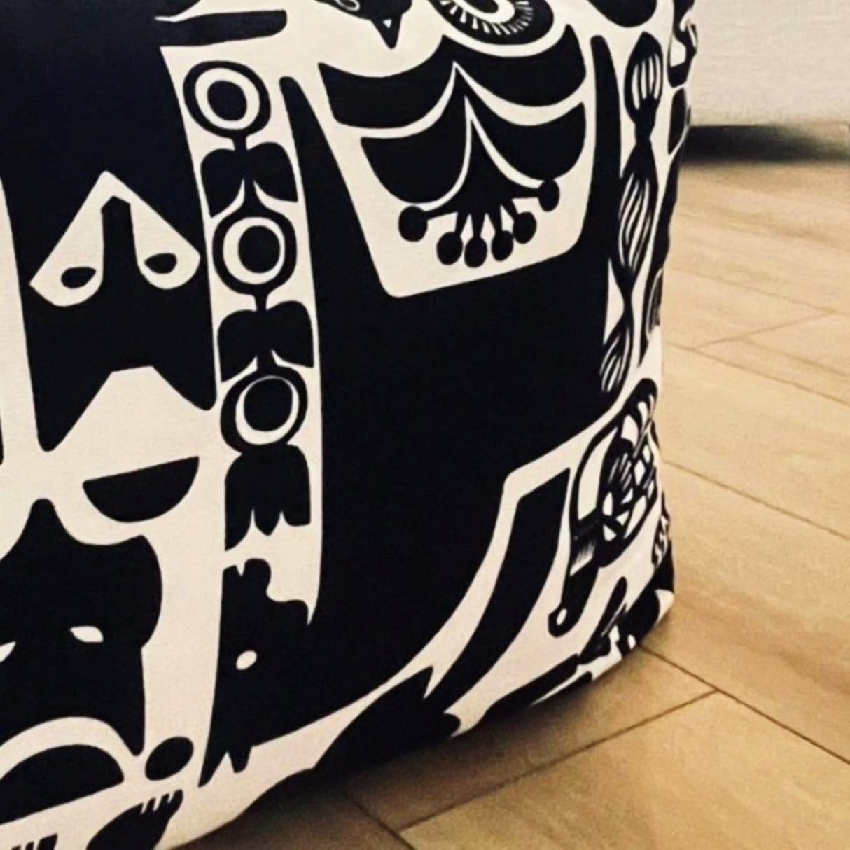 Safari Pouf – Handmade Ottoman Seat with Marimekko Fabric Animal Pattern