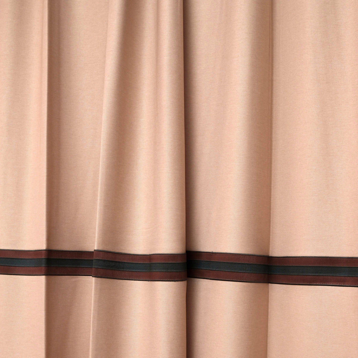 Newra - Beige Polyester Curtain With Terracotta & Steel Blue Stripe – For Sophisticated Interiors