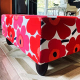 Bloom-Pop Mini Coffee Table - Handmade Coffee Table with Marimekko Fabric Floral Pattern
