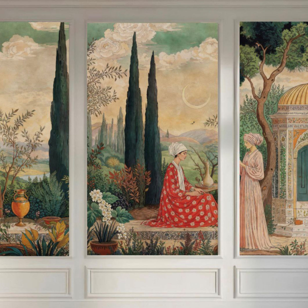 Leydi ve Hizmetçi III Duvar Paneli – Lüks Çerçevesiz 3D Kabartmalı Duvar Kağıdı Sanat Paneli