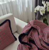 Omna Red Throw – Double-Sided Faux Suede Bed Throw with Elegant Polycotton Ruffles