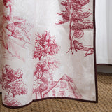 Elro – Pastoral Scenic Drapery Curtain With Deep Berry Motif & Bordeaux Piping – For Classic, Country & Vintage Interiors