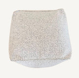 Lune Pouf – Handmade Light Grey Ottoman with Textured Boucle Fabric Design