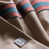 Newra - Beige Polyester Curtain With Terracotta & Steel Blue Stripe – For Sophisticated Interiors