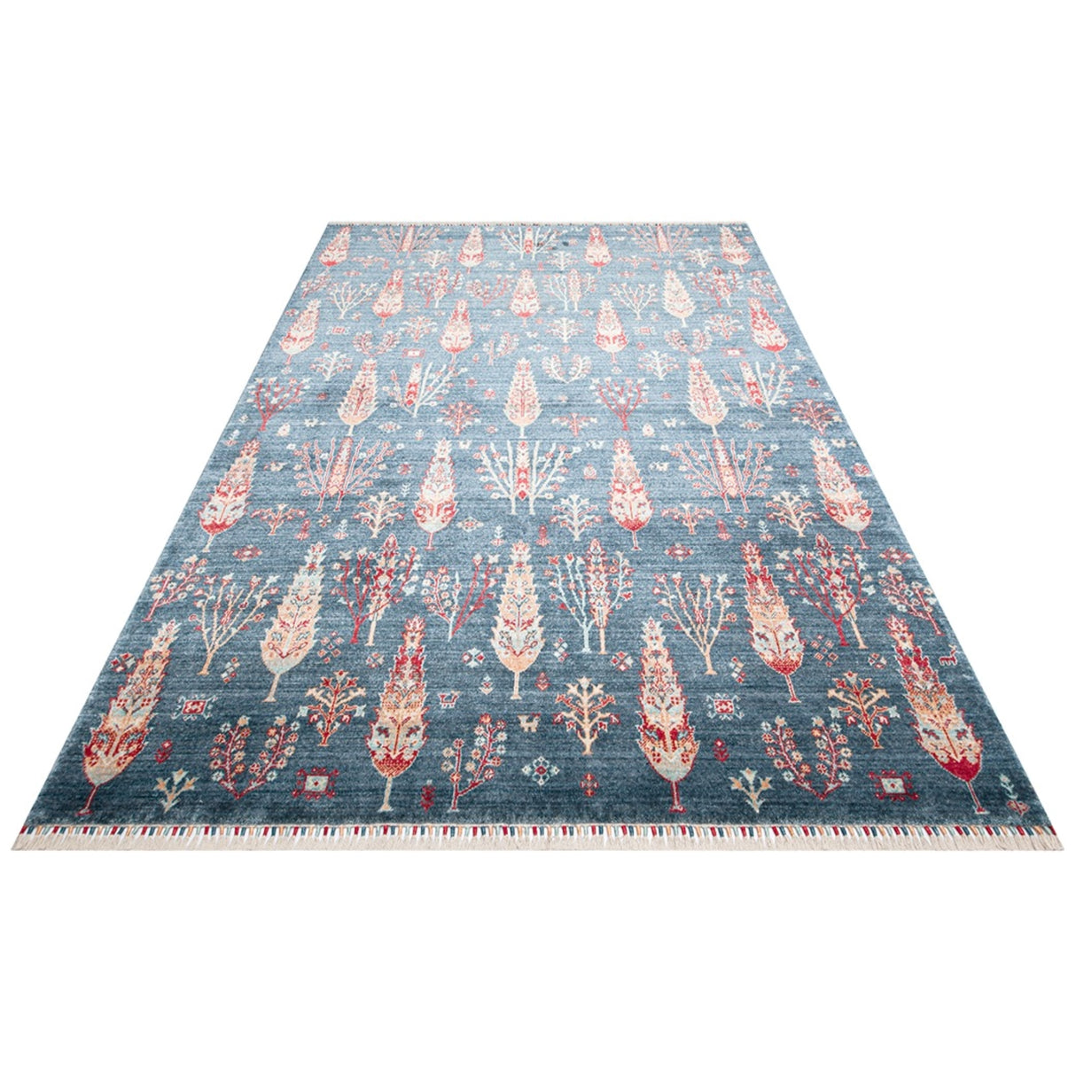 ZARA ZR 08 Navy Turquoise Artisan Tencel Rug | Hand-Loomed, Non-Shedding & Easy-Clean