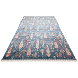 ZARA ZR 08 Navy Turquoise Artisan Tencel Rug | Hand-Loomed, Non-Shedding & Easy-Clean