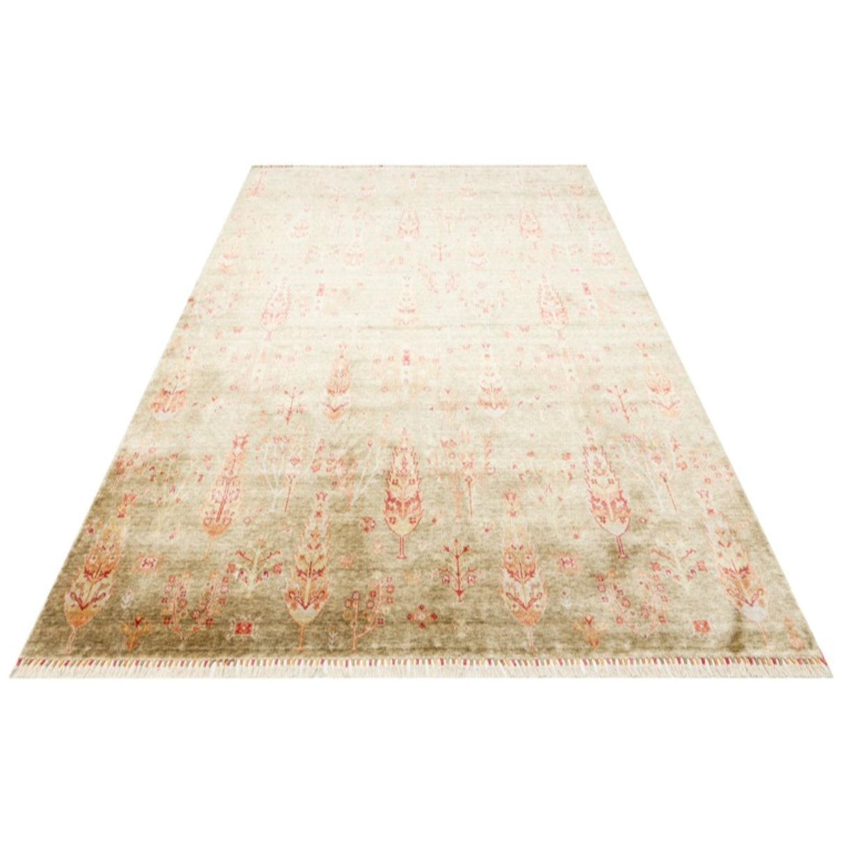 ZARA ZR 08 Green Autumn Artisan Tencel Rug | Hand-Loomed, Non-Shedding & Easy-Clean