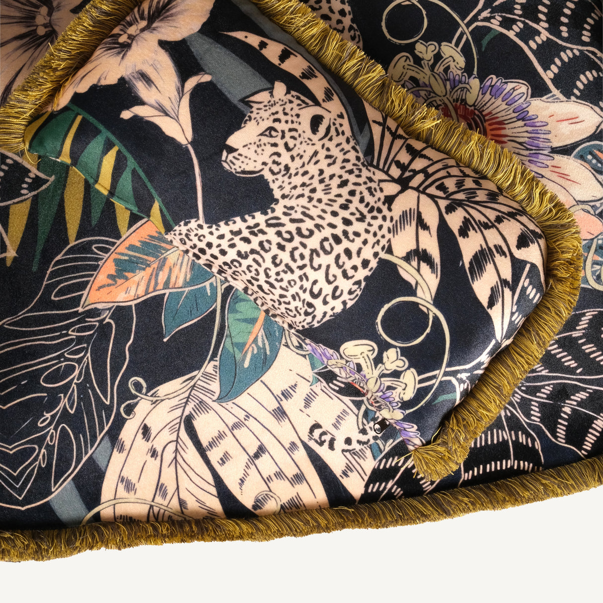 Whispering Tiger Armchair – Wooden Armchair with Polyester Velvet Fabric, Exotic Pattern