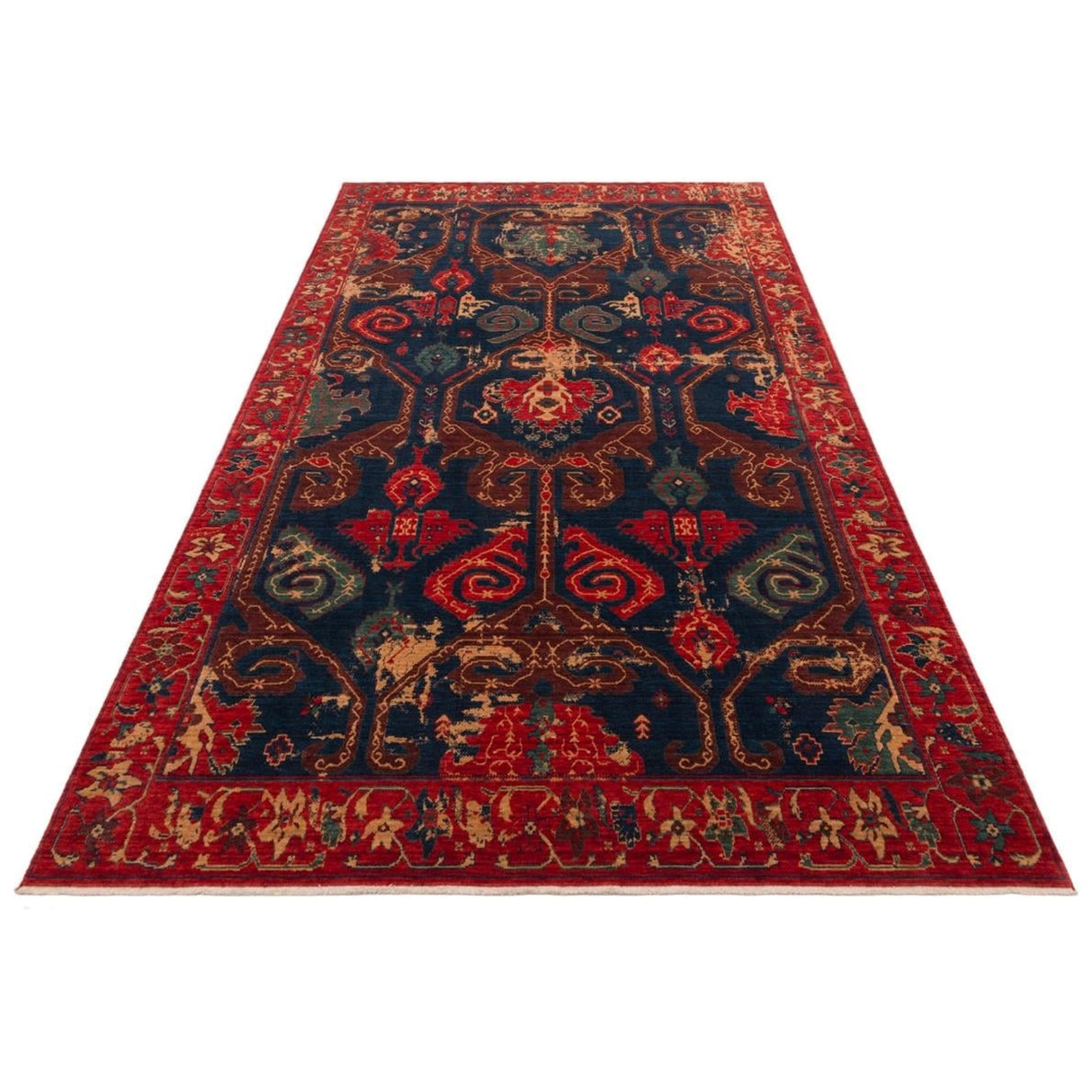 KADIM KDM 05 Red Vintage - Anatolian Motif Artisan New Zealand Wool Rug | Hand-Loomed, Non-Shedding & Easy-Clean