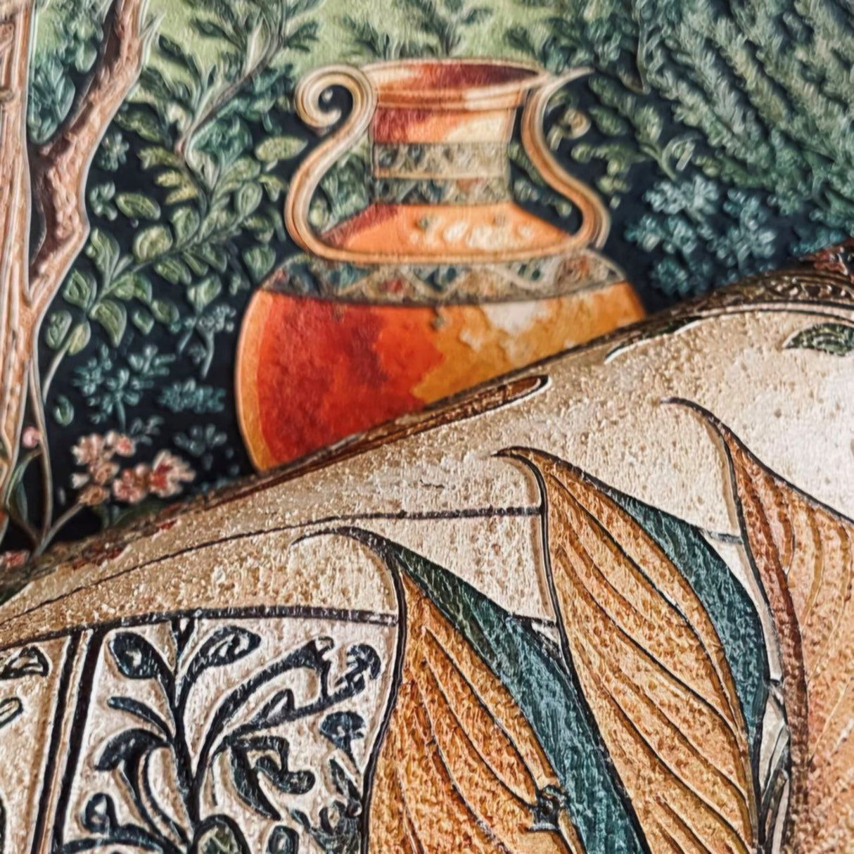 Leydi ve Hizmetçi II Duvar Paneli – Lüks Çerçevesiz 3D Kabartmalı Duvar Kağıdı Sanat Paneli