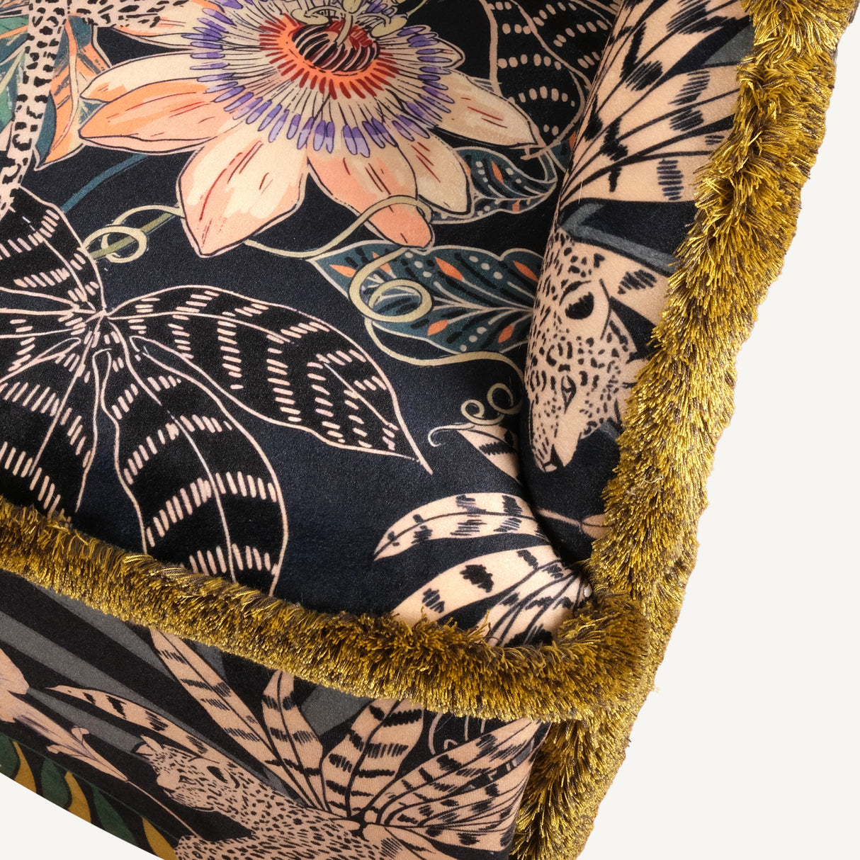 Whispering Tiger Armchair – Wooden Armchair with Polyester Velvet Fabric, Exotic Pattern